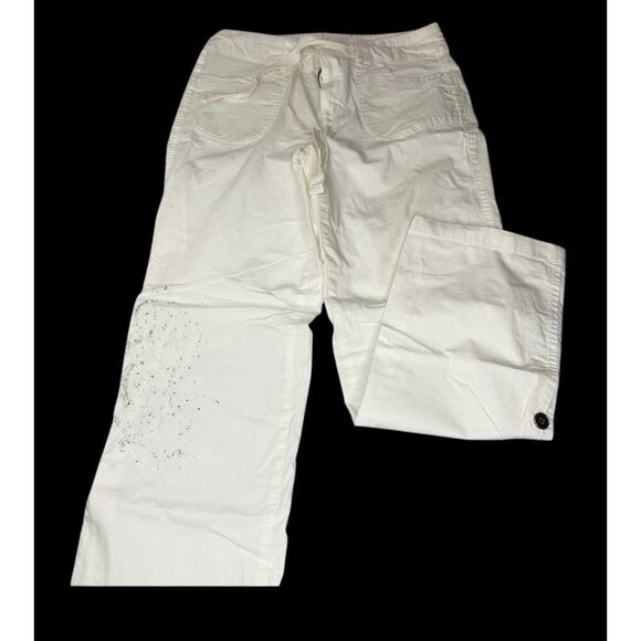 Style & Co. White Cargo Capri Pants (4P) Drawstring Waist Embellished Detail - Picture 3 of 8